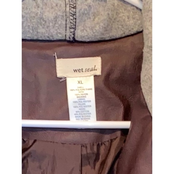 Wet Seal Brown Faux Leather Jacket with Hood size XL - Picture 4 of 4